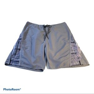 O’Neill Men Board Shorts Size 40 Gray Swimwear Bathing Trunks Surfing Logo Plaid